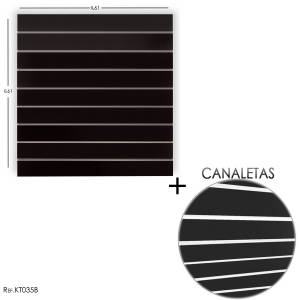 Painel Canaletado Preto 0,61 X 0,61 + CANALETA BRANCA