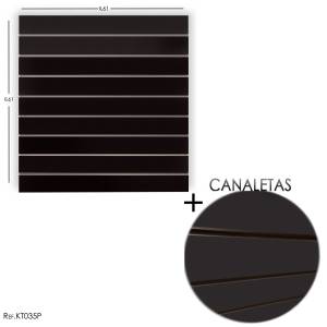 Painel Canaletado Preto 0,61 X 0,61 + CANALETA PRETA