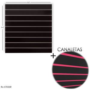 Painel Canaletado Preto 0,61 X 0,61 + CANALETA ROSA