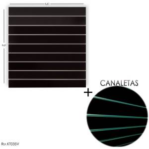 Painel Canaletado Preto 0,61 X 0,61 + CANALETA VERDE