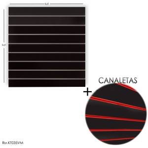 Painel Canaletado Preto 0,61 X 0,61 + CANALETA VERMELHA