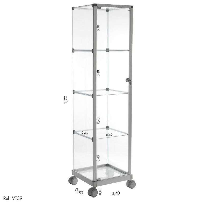 Vitrine Torre Modulado em Vidro - 0,40 x 1,70 x 0,40